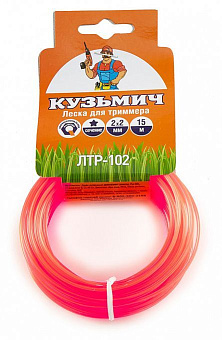 КУЗЬМИЧ ЛТР-102 Леска для триммера 2 мм, 15 м (звезда) Леска