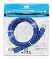 EXPLOYD EX-K-1483 удлинитель USB/USB-A/3.0/синий/1M Кабель