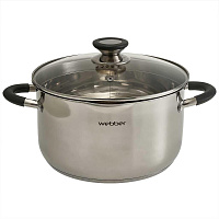 WEBBER BE-375/2 Кастрюля из нерж стали со стеклянной крышкой (d=24; 6,0 л) (4) Кастрюля