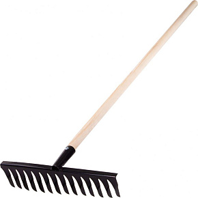 СИБРТЕХ Грабли стальные, 350х1300 мм, 14 витых зубьев, деревянный черенок, Россия, Грабли