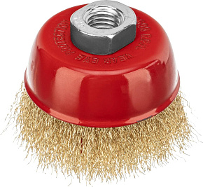 MATRIX Щетка для УШМ, 75 мм, М14, "чашка", латунированная витая проволока// Щетка MATRIX Щетка для УШМ, 75 мм, М14, "чашка", латунированная витая пров