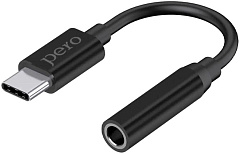 PERO Переходник AD09, USB Type-C (m) - Jack 3.5 (f), 0.1м, черный