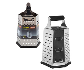 MALLONY Терка шестигранная GR-004-9, прорезиненная ручка, высота: 23см (пластик, нерж.сталь) (965008) Терка