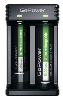 GOPOWER LiCharger 4 З/У для аккумуляторов 2 слота (00-00015360) Зарядное устройство