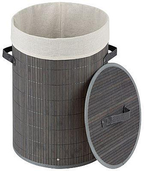 РЫЖИЙ КОТ Корзина для белья, бамбук, цвет: серый, размер:34,5*50см (104486)