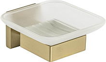 GFMARK 93004 Мыльница стеклянная матовая, с креплением к стене из нержавеющей стали, с квадратным основанием, цвет МАТОВОЕ ЗОЛОТО