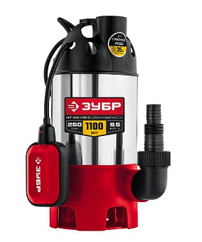 ЗУБР НПГ-М3-1100-С Дренажный насос для грязной воды корпус нерж. сталь, 1100 Вт Дренажный насос