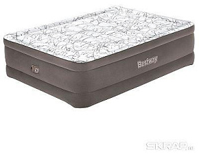BESTWAY Матрас надувной Tritech Fashion Flock Queen со встроенным электронасосом 203x152x56 см 6713E Матрас надувной