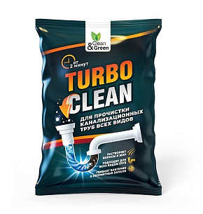 CLEAN&GREEN CG8083 для прочистки канализационных труб (щелочное, пакет) 70гр Чистящее средство