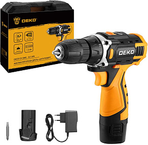 DEKO DKCD12V в кейсе, 12В, 2х1.5Ач 083-1006 Аккумуляторная дрель-шуруповерт
