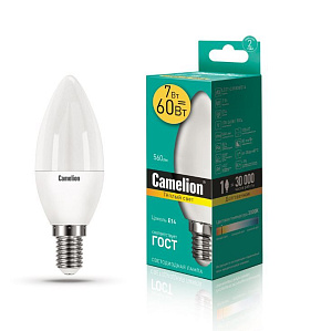 CAMELION (12073) LED7-C35/830/E14/7Вт/3000K Лампа