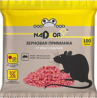NADZOR Зерновая приманка от мышей и крыс, 100г, NASA367 Зерновая приманка от мышей и крыс