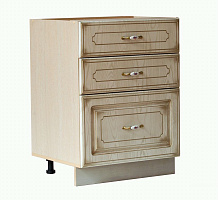 БИТЕЛ АНЖЕЛИКА СТР 600/3 фасад ясень/патина,каркас-дуб молочный (модуль с тремя ящиками) Кухонный модуль