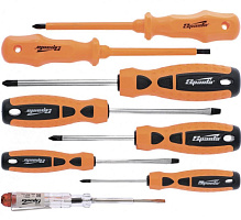 SPARTA Набор отверток, PH, SL-5 шт, диэлектрические 2 шт, пробник на 220 В-1 шт, 8 шт 135435 Наборы отверток