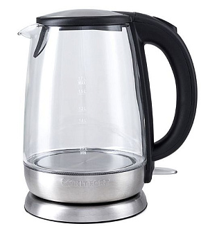 KITFORT КТ-619 серебристый/черный (нержавеющая сталь/стекло) Чайник электрический