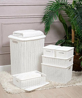 VIOLET Вязь 7,5л с крышкой белая 532106 Корзина для хранения