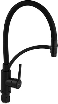МАГНУС 9422 Смеситель для кухни, гибкий чёрный излив с фиксацией, корпус из нержавеющей стали марки SUS 304, цвет ЧЁРНЫЙ