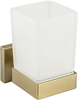 GFMARK 93005 Стакан стеклянный матовый, с креплением к стене из нержавеющей стали, с квадратным основанием, цвет МАТОВОЕ ЗОЛОТО