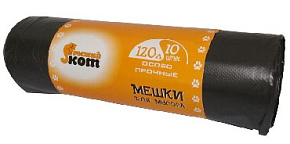 РЫЖИЙ КОТ мешки для мусора особо прочные 120л 10шт/рул (310310) Мешки д/мусора