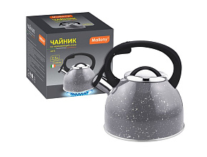 MALLONY Чайник 2.5 л из нерж стали со свистком "Arte" (серый с белыми точками) (005171) Чайник из нерж стали со свистком MALLONY 2.5 л "Arte" (серый с
