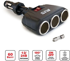 AVS CS316 прикуривателя 12/24 (на 3 выхода)