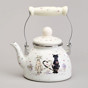 AGNESS 943-071 LAVENDER CATS со съемным фильтром 1,1л Чайник