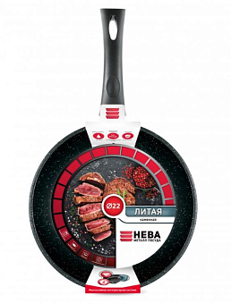 НЕВА МЕТАЛЛ ПОСУДА 18122 а/пр литая 22см Черный гранит Сковорода НЕВА МЕТАЛЛ ПОСУДА 18122 а/пр литая 22см Черный гранит