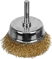 MATRIX Щетка для дрели, 65 мм, "чашка" со шпилькой, латунированная витая проволока// Щетка MATRIX Щетка для дрели, 65 мм, "чашка" со шпилькой, латунир