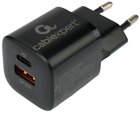 CABLEXPERT (21080) MP3A-PC-47, QC3.0/PD, 2 порта: USB и Type-C, черный, пакет Универсальный адаптер питания