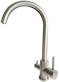 АНТЕЙ 511522 Булат Смеситель д/кухни шар. с доп.выходом д/питьев. воды нержав.сталь 1/10 Смеситель