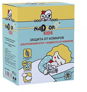 NADZOR Комплект от комаров для детей-45 ночей (Электрофумигатор+жидкость) DET1245 Комплект от комаров для детей