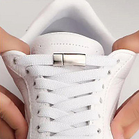 РЫЖИЙ КОТ Шнурки с магнитным фиксатором плоские эластичные, цвет белый (107989) Шнурки