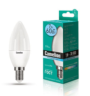 CAMELION (12074) LED7-C35/845/E14/7Вт/4500K Лампа