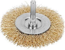 MATRIX Щетка для дрели, 60 мм, плоская со шпилькой, латунированная витая проволока// Щетка MATRIX Щетка для дрели, 60 мм, плоская со шпилькой, латунир