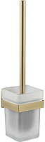 GFMARK 93162 Ёрш для унитаза, со стеклянной колбой, с креплением к стене из нержавеющей стали, с квадратным основанием, цвет МАТОВОЕ ЗОЛОТО