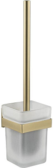 GFMARK 93162 Ёрш для унитаза, со стеклянной колбой, с креплением к стене из нержавеющей стали, с квадратным основанием, цвет МАТОВОЕ ЗОЛОТО