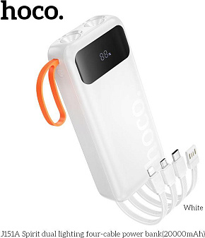 HOCO (6942007653381) J151A 20000mAh 1USB+1Type-C 2.0A, белый Powe Bank