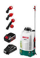 ЗУБР ОПЛ-15-41 15 л бак, 1 АКБ (4Ач), 5 кг опрыскиватель аккумуляторный, Li-Ion 18В Опрыскиватель