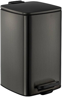 САНАКС 10858 Ведро из нержавеющей стали, с педалью, квадратное, 8 литров, крышка микролифт, цвет ГРАФИТ