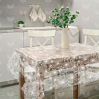 РЫЖИЙ КОТ Скатерть ПВХ Гибискус коллекция Ажур размер 110х132 см Скатерть