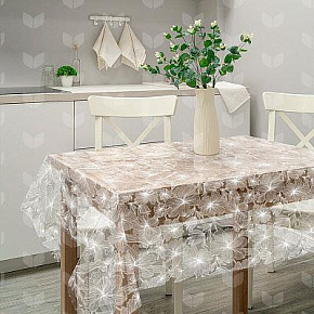 РЫЖИЙ КОТ Скатерть ПВХ Гибискус коллекция Ажур размер 110х132 см Скатерть