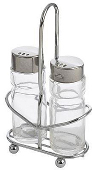 MALLONY Набор из 3 предметов SPEZIA: солонка 40мл и перечница на подставке (стекло, нерж сталь) (009366)