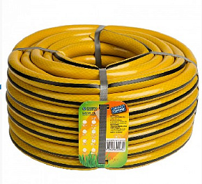 ГИДРОАГРЕГАТ Шланг поливочный Д=3/4" (25м) арм., 3-х слойный желтый с черной полосой Шланг