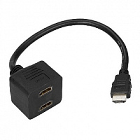 REXANT (17-6832) Переходник штекер HDMI - 2 гнезда HDMI, провод черный Переходник