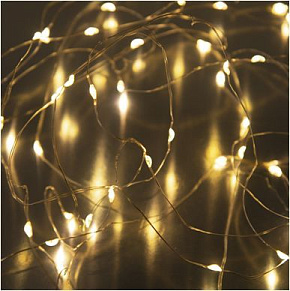 FUNRAY "Нить", SE-STRING-550WW, 5м, 50 LED, теплый белый, 3*АА, серебр. шнур 0,3м LED гирлянда