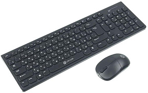 OKLICK Клавиатура + мышь Оклик 220M клав:черный мышь:черный USB беспроводная slim Multimedia (1062000) Клавиатура+мышь