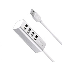 HOCO (6957531038146) HB1 4хUSB серебро USB хаб