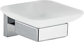 GFMARK 84004 Мыльница стеклянная с креплением к стене, на квадратном основании, цвет ХРОМ