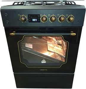 VESTA Valencia VGE 6042.1245678 Retro CHU черная матовая Комбинированная плита