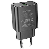 BOROFONE (6974443388541) BA72A Spring 1USB QC3.0 черный СЗУ
